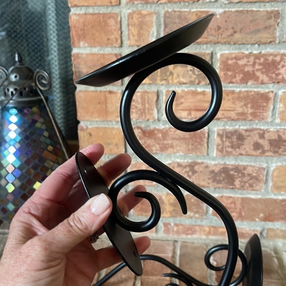 PartyLite Hearthside Black Metal Coated Scroll Sconces Set of 2 - Picture 3 of 6